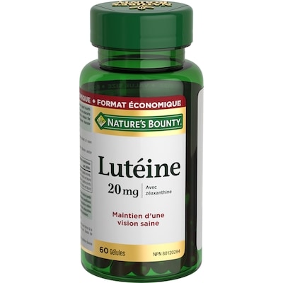Nature’s Bounty Lutéine, aide à favoriser la santé des yeux 60 ea, 0,45 $/1ch