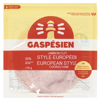 Gaspésien Jambon fumé forêt-noire, tranché 175 g, 42,80 $/1kg 4,28 $/100g