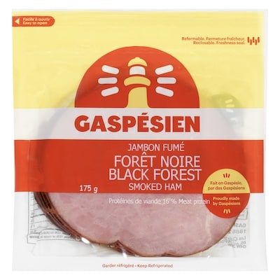 Gaspésien Jambon fumé forêt-noire, tranché 175 g, 42,80 $/1kg 4,28 $/100g