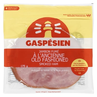 Gaspesien Old Fashioned Smoked Ham, Sliced 175 g, $4.28/100g