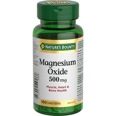 Nature's Bounty Magnesium Oxide 500Mg Pills, Helps Maintain Proper Muscle Function, 100 Tablets 100 ea, $0.15/1ea