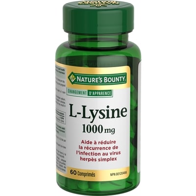 Nature’s Bounty L-lysine, 1 000 mg, 60 comprimés 60 ea, 0,19 $/1ch