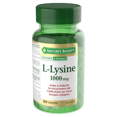 Nature’s Bounty L-lysine, 1 000 mg, 60 comprimés 60 ea, 0,27 $/1ch