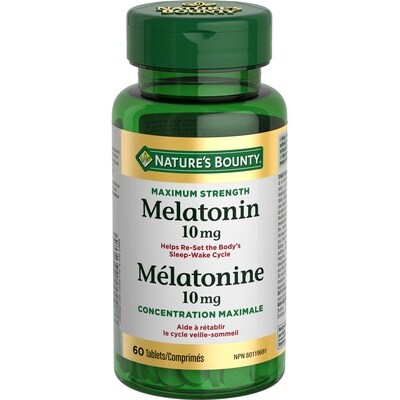 Nature’s Bounty Mélatonine puissance maximale, 10 mg, 60 comprimés 60 ea, 0,28 $/1ch