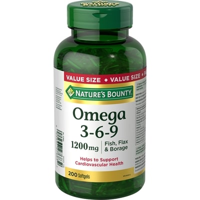 Nature's Bounty Omega 3-6-9, 1200 mg Fish, Flax & Borage 200 ea, $0.16/1ea