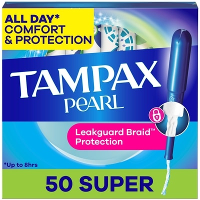 Tampax Pearl Tampons, with LeakGuard Braid, Super Absorbency, Unscented, 50 Count. 50 ea, $0.34/1ea