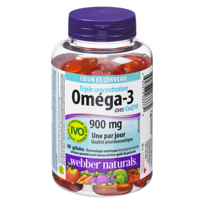 Webber Naturals Oméga-3 avec coenzyme Q10 triple force 80 ea, 0,34 $/1ch