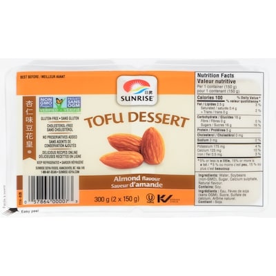 Sunrise Tofu Dessert, Almond Flavoured 2x150.0 g, $0.93/100g