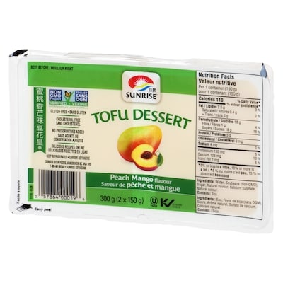 Tofu dessert à saveur de pêche et de mangue