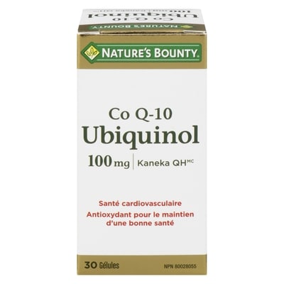 Nature’s Bounty Ubiquinol, Co Q-10, 100 mg, gélules 30 ea, 1,38 $/1ch