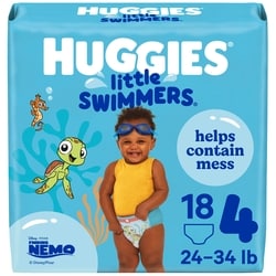 Little Swimmers Disposable Swim Diapers, Size 4 (24-34 lbs), 18 Ct