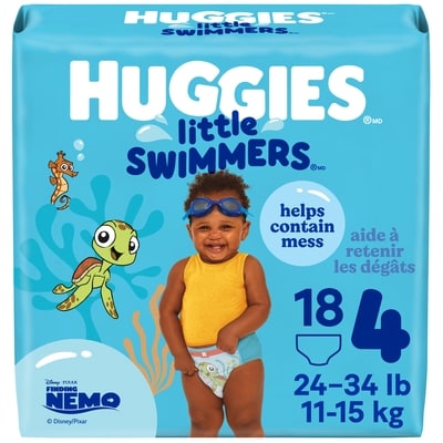 Huggies Couches de baignade jetables Little Swimmers, taille 4 (11 à 15 kg [24 à 34 livres]), 18 unités 18 ea, 1,00 $/1ch