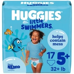 Little Swimmers Disposable Swim Diapers, Size 5-6 (32+ lbs), 17 Ct