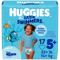 Huggies Little Swimmers Disposable Swim Diapers, Size 5-6 (32+ lbs), 17 Ct 17 ea, $0.94/1ea