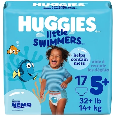 Huggies Couches de baignade jetables Little Swimmers, tailles 5 (plus de 15 kg [plus de 32 livres]), 17 unités 17 ea, 1,06 $/1ch