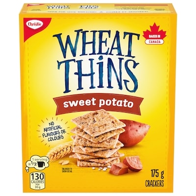 Christie Wheat Thins Sweet Potato Crackers, thin, crispy wheat crackers with great taste and a big crunch 175 g, $2.57/100g