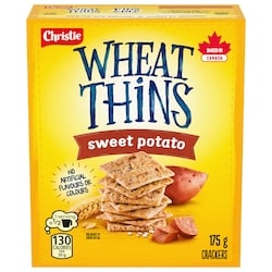 Christie Wheat Thins Sweet Potato Crackers, thin, crispy wheat crackers with great taste and a big crunch 175 g, $1.71/100g