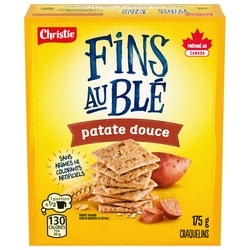 Christie Craquelins FINS AU BLÉ Patate douce, craquelins de blé fins et croustillants avec un excellent goût et un gros croquant 175 g, 1,71 $/100g