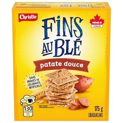 Christie Craquelins FINS AU BLÉ Patate douce, craquelins de blé fins et croustillants avec un excellent goût et un gros croquant 175 g, 2,86 $/100g