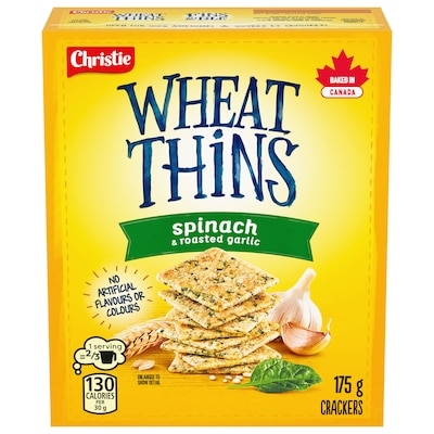Christie Spinach and Roasted Garlic Crackers 175 g, $1.43/100g