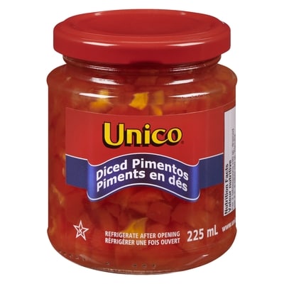Unico Pimentos, Diced 225 ml, $1.68/100ml