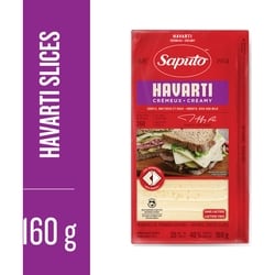Saputo Havarti Cheese Slices 160 g, $4.99/100g
