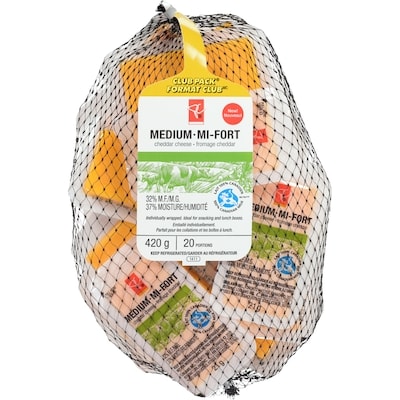 President's Choice Medium Cheddar Cheese, Portions 420 g, $4.52/100g