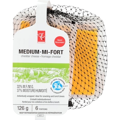 President's Choice Medium Cheddar Portions 126 g, $5.94/100g