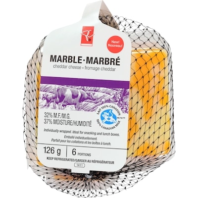 President's Choice Marble Cheddar Cheese Portions 126 g, $5.94/100g