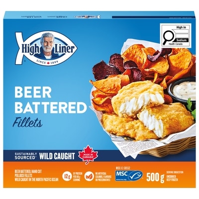 High Liner Fillets Beer Battered 500 g, $2.20/100g
