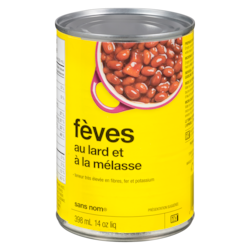 Sans Nom Fèves au lard et à la mélasse 398 ml, 0,31 $/100ml