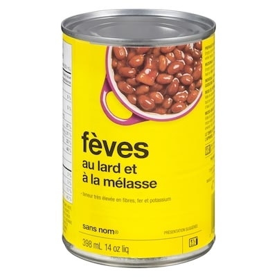 Sans Nom Fèves au lard et à la mélasse 398 ml, 0,50 $/100ml
