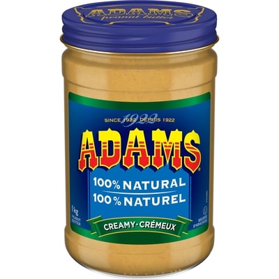 Adams beurre d'arachide crémeux 100 % naturel 1 kg, 1,15 $/100g