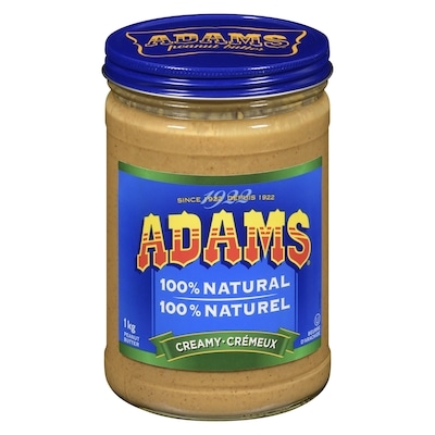 Adams beurre d'arachide crémeux 100 % naturel 1 kg, 1,15 $/100g
