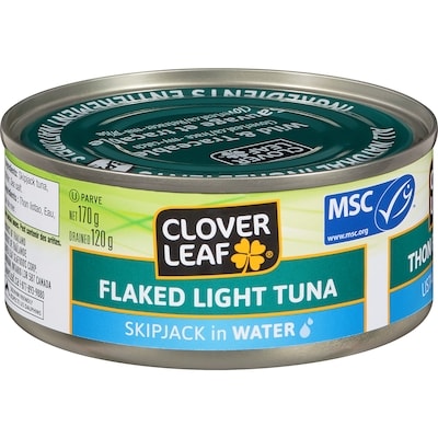 Clover Leaf Flaked Light Tuna, Skip Jack In Water 170 g, $1.41/100g