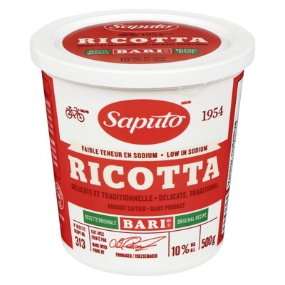 Saputo Ricotta Bari 500 g, 1,70 $/100g