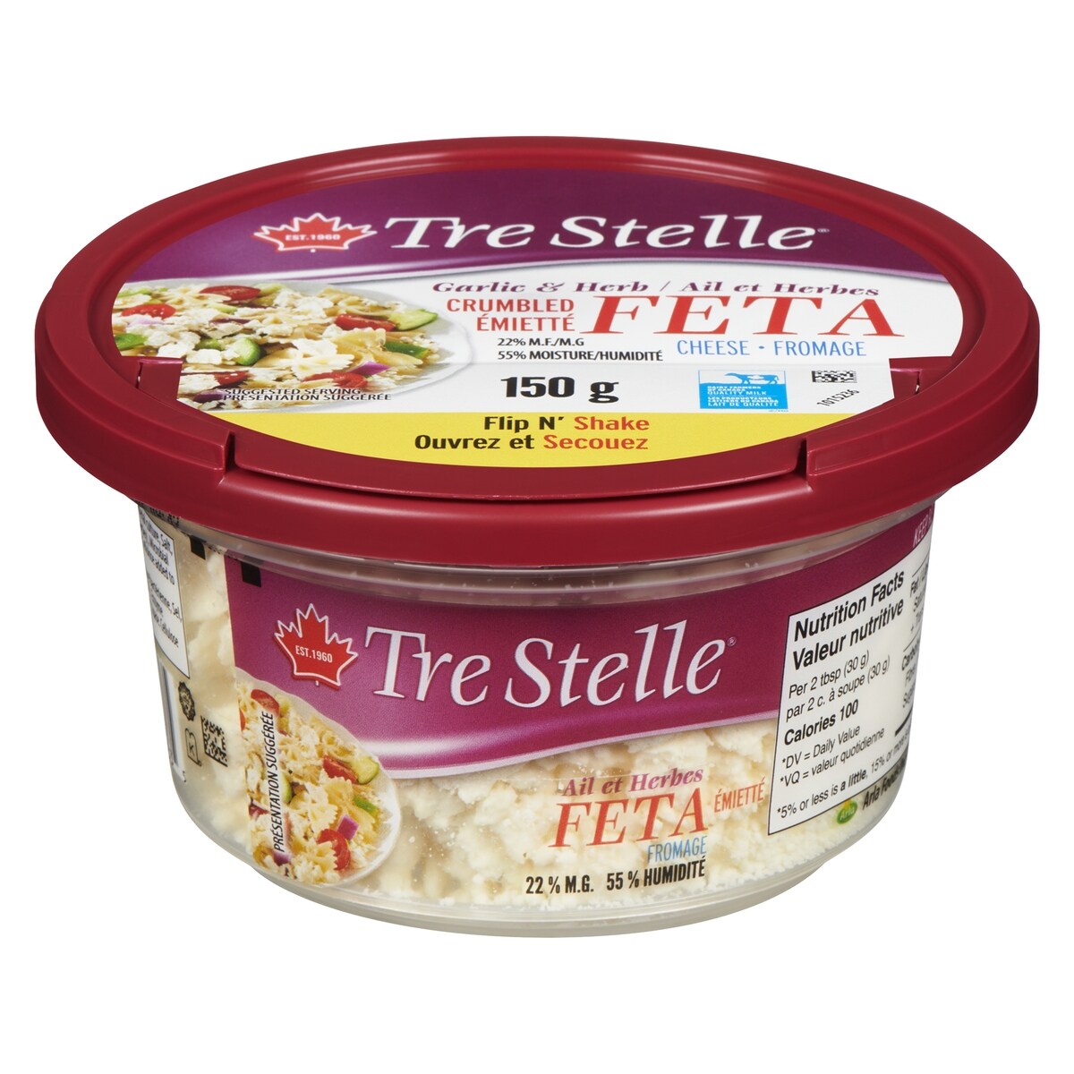 Tre Stelle Féta émietté fines herbes et ail 150 g, 5,66 $/100g