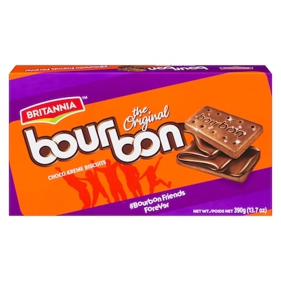 Britannia Bourbon Cream Biscuit 390 g, $0.89/100g