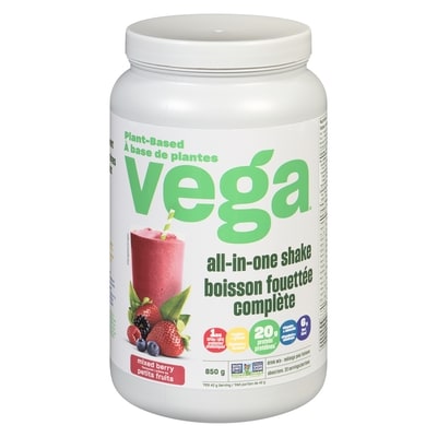 Vega All-in-One Protein Powder, Mixed Berry 850 g, $5.88/100g