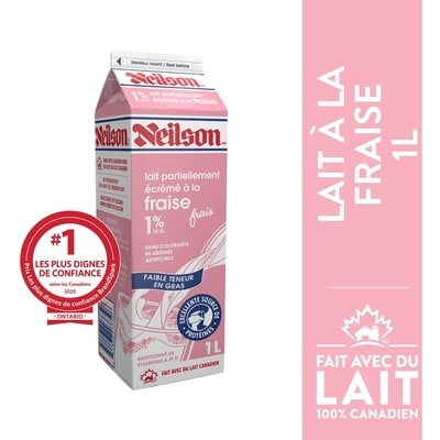 Neilson Lait aux fraises 1 l, 0,37 $/100ml