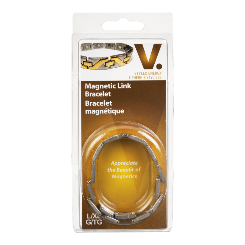 Magnetic Two Tone Link Bracelet, L/XL