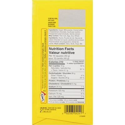 Barre de chocolat au lait
