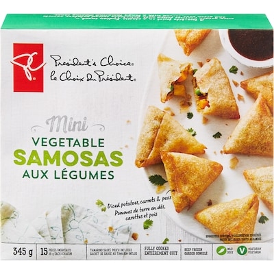 President's Choice Mini Vegetable Samosas 345 g, $2.32/100g