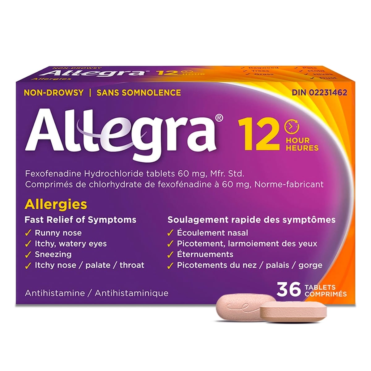 Allegra 12 Hour Allergy Medication, Fexofenadine Hydrochloride 60 mg 36 ea, $0.50/1ea
