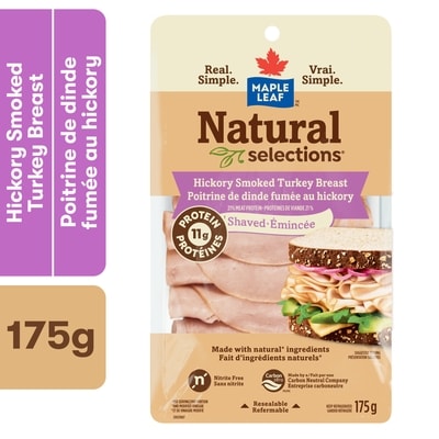 Maple Leaf Natural Selections Shaved Deli Turkey Breast, Hickory Smoked 175 g, $51.37/1kg $5.14/100g