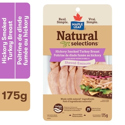 Maple Leaf Poitrine de dinde fume au hickory mince Natural Selections 175 g, 51,37 $/1kg 5,14 $/100g