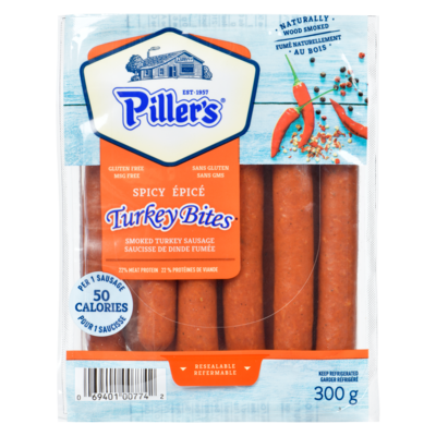 Pillers Turkey Bites Smoked Turkey Sausage Spicy 300 g, $40.00/1kg $4.00/100g