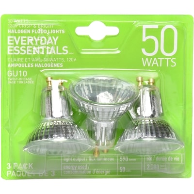 Everyday Essentials GU10 Halogen Flood 50W Light Bulbs     1 ea, $10.00/1ea