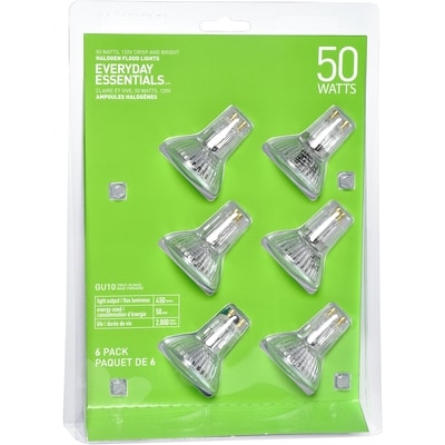 Everyday Essentials GU10 Halogen Flood 50W Light Bulbs 6 ea, $2.58/1ea