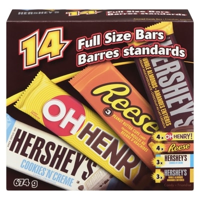 Hershey's Full Size Bars, 14 pack 674 g, $2.67/100g